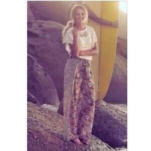 Anthropologie Elevenses Seaflower Wide Leg Pants Beach Pool Sz 2 Floral NWOT New